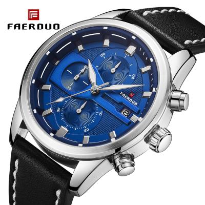 China FAERDOU Chronograph Mens Watches Top Brand Luxury Leather Sports Watch Men Fashion Chronograph Quartz Man Clock Waterproof Relogio Masculino for sale