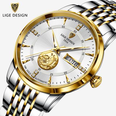 China New LIGE Full Calendar Men Watch Luxury Brand Automatic Mechanical Watches For Men's Business Wristwatch Stainless Steel 50M Waterproof for sale