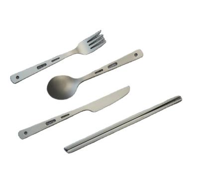 China Limited Time Supply Camp Weddings Luxury Dinnerware Titanium Cutlery Set for sale