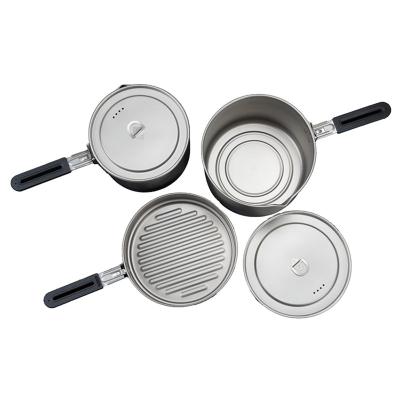 China 1-2 Person Kitchen Set Outdoor Cookware Outdoor Rising Titanium Hanging Camping Pot for sale