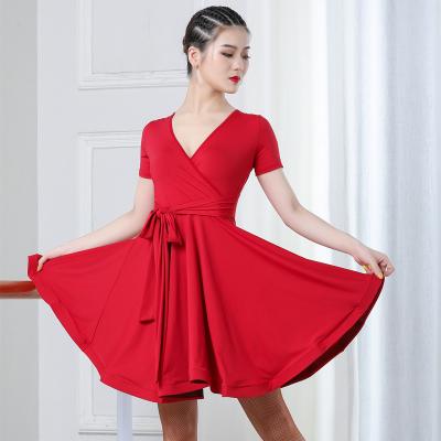 China tutu & Latin Practicing Skirts V Neck Dress Girl Ballroom Dancewear Latin Dance Costume Stage Dance Clothes for sale