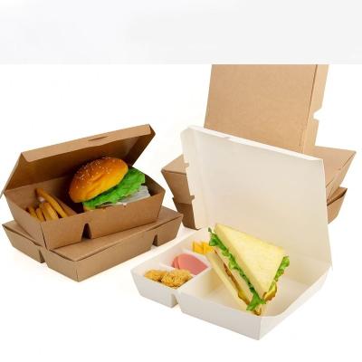 China Disposable Disposable Custom Logo Printing Fast Food Caterer 3 Compartment For Food Packaging Lunch Box for sale