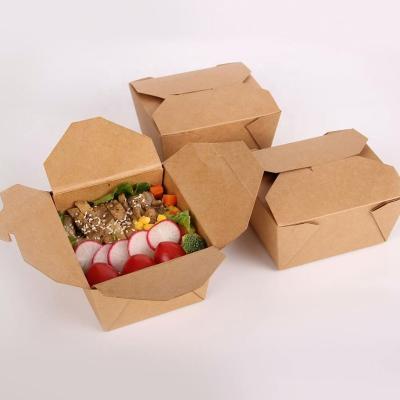 China Disposable Biodegradable Take Away Packing Paper Folding Lunch Box Disposable Food Container for sale