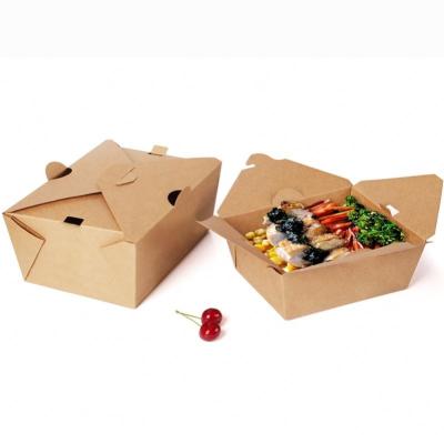 China Disposable Custom Printed Recycled Kraft Paper Box Lunch Container With Air Holes for sale