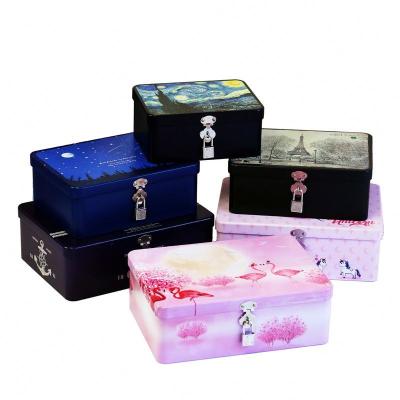 China Gift & Craft hot sale! ! Custom Printed Personal Tin Box Rectangular Packaging Tinplate Metal Box With Lock for sale