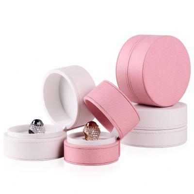 China PU Leather Jewelry Box Around Ring Box Pink Wedding Ring Jewelry Box Wholesale for sale