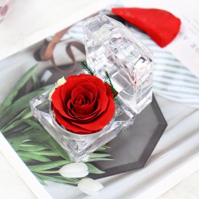 China Wholesale Indor Decoration Ring Box Preserved Rose Ring Box For Valentine's Day Gift for sale