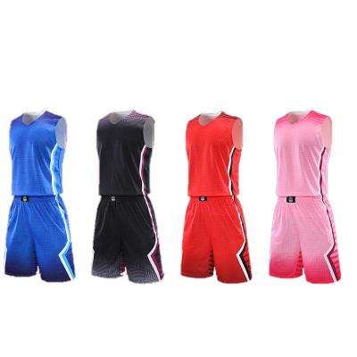 China Reversible High Quality Breathable Blue Custom Made Men's Plain Reversible Color Set Tank Top Basketball Uniform for sale