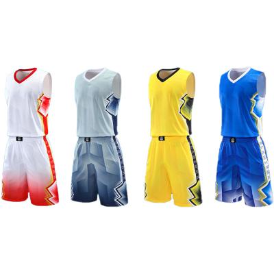 China Custom Made Breathable Mesh Basketball Jersey Uniform Reversible Cheap Basketball White Uniform Set for sale