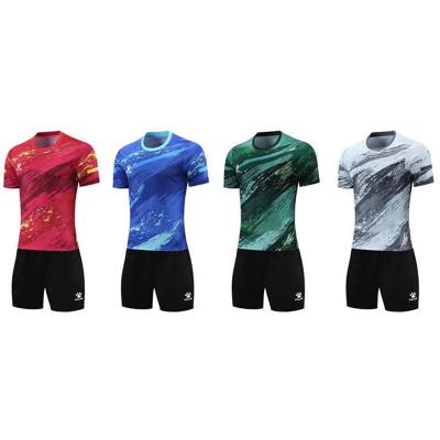 China Custom Color Kids Logo Striped Soccer Kits Mens Full Set Purple Color Quick-drying Spain Uniform Soccer Jersey Football Tank Top Custom Made for sale