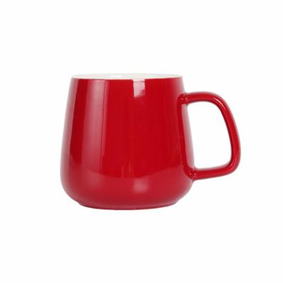 China 12oz Viable 15oz Red Color Ceramic Coffee Mug With Lid Cover Spoon Solid Color Tea Cup Ceramic Mugs With Logo On The Bottom for sale