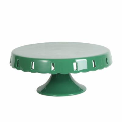 China Viable Custom Ceramic Green Glazed Cake Pedestal Cake Stand Set For Dessert Table Hotel Restaurant Party Wedding Cake Display Stand for sale