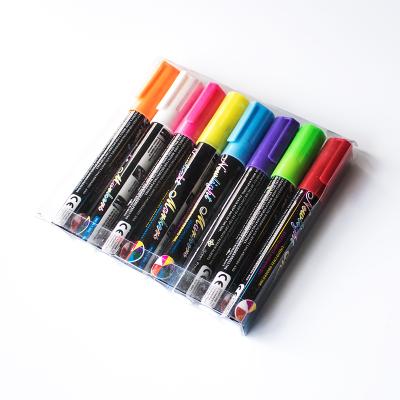 China Writing on led writing board or anywhere you want draw 8 colors erasable glitter neon pens white liquid chalk markers for blackboards for sale