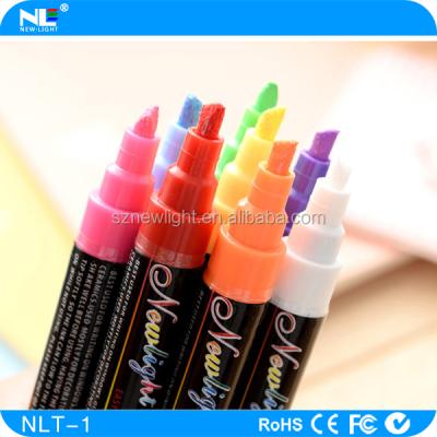 China Newlight 6mm Seed Highlighter Bar Marker Pen / Erasable Multicolor Ink Liquid Inner and Powder After Writing Fluorescent Highlighter / LED Writing Board Markers for sale