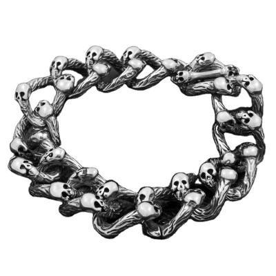 China No 2020 Central Institute of Statistics personality charm stainless steel skull erasing popular punk bracelet for men for sale