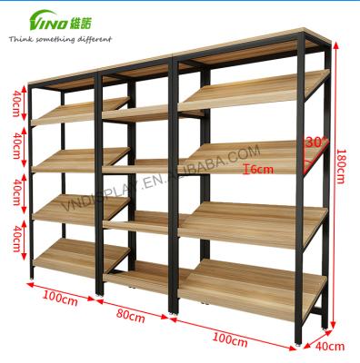 China Wooden double-sided fruit rack supermarket fruit vegetable display rack for sale