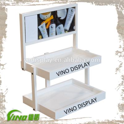 China Quick Setup Supermarkets Promotions Display Stands 3 Post Wooden Countertop POP Advertising Display Supermarket Shelf for sale