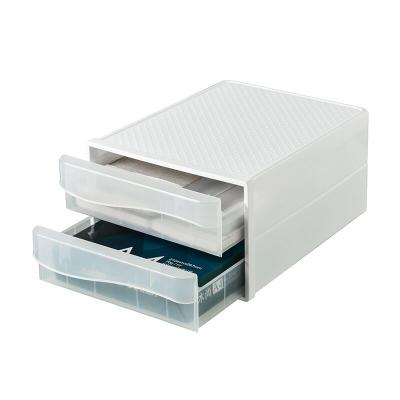 China Double-Layer Desktop Storage Box Shaped Plastic Paper Documents And Bills Drawer A4 Minimalist Desktop Storage Box for sale