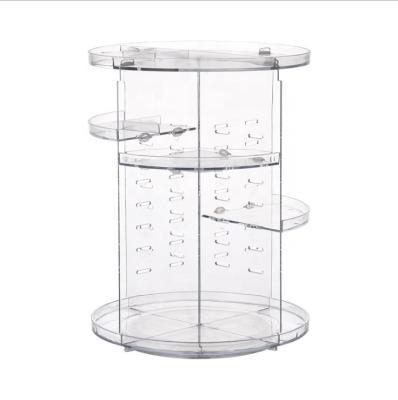 China Plastic Cosmetic Storage Box Viable Cosmetic Storage Box 360 Degree Rotation Cosmetic Box Desktop Shelf for sale