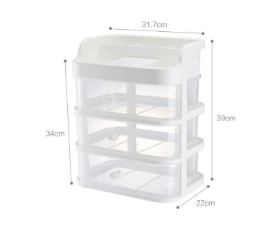 China Jewelry Cosmetic Salon Cabinet Table Drawer Lady Desktop Storage Box Plastic Finishing Cosmetic Box for sale