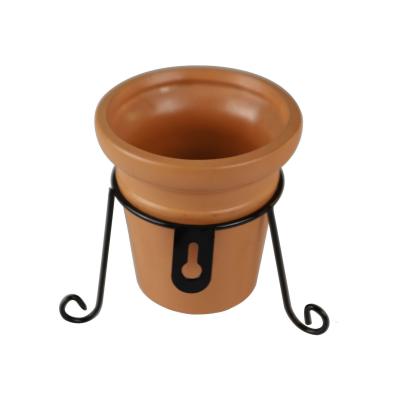 China Europe Idyllic Red Potted Planting Round Flower Pot Set With Ceramic Iron Shelf Shoe Decoration Ornaments for sale