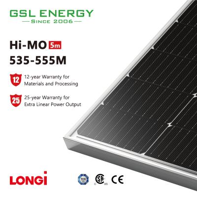 China LONGI Mono Crystalline PV Module Solar Panel Kit 535W 540W 545W 550W 555W Solar Panel 182mmx182mm MIini Paneles Solares Costo for sale