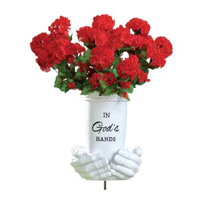 China Europe In The Hands Of God Memorial Cemetery Flower Vase Grave Ground Stake for sale