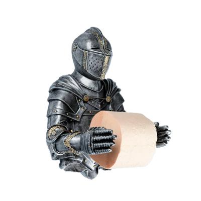 China Medieval Europe Knight Tissue Holder Bathroom Toilet Paper Roll Wall Hanging Holder for sale