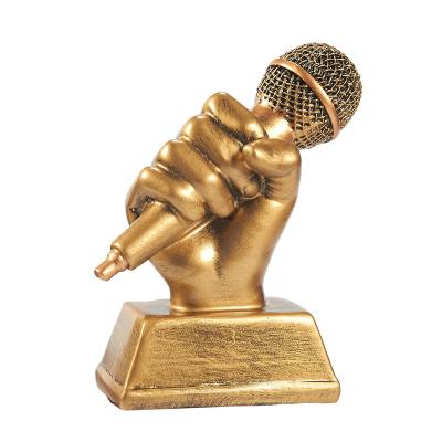 China Europe Microphone Trophy Resin Singing Competition Golden Awards for sale