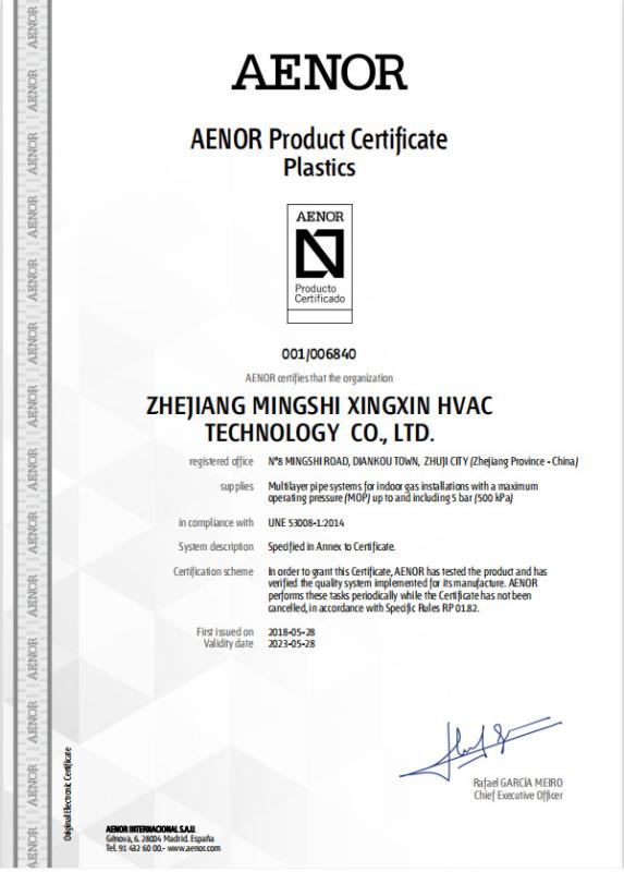 AENOR - Zhejiang Mingshi Xingxin Hvac Technology Co., Ltd.