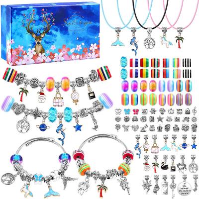 China Acrylic 90 Pcs Charms Bracelet Making Kit For Girls DIY Charm Bracelets Kit With Jewelry Beads for sale