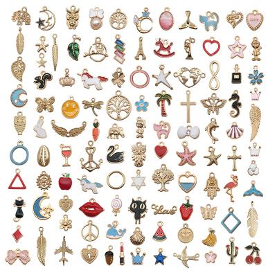 China CLASSIC Oil Rubbed Gold Plating 110PCS kc Alloy Charms DIY Pendants Bracelet Necklace Earring Jewelry Making Kit for sale