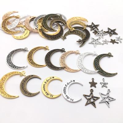 China BOHEMIA 44 PCS Pack DIY Designer Charms Bulk Crescent Zinc Alloy Silver Gold for sale