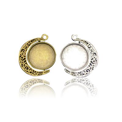 China Zinc Alloy Time Gem Moon Double Sided Rotating BOHEMIA Charm For Jewelry Making Bracelet for sale