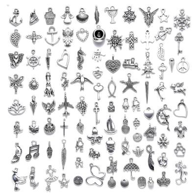 China BOHEMIA Mixed 100pcs Metal Charms Pendants Jewelry Making Silver DIY Charms For Necklace Bracelet for sale