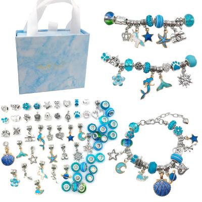 China Blue BOHEMIA Cartoon Bracelet Chain Charms Glass Bead DIY Beaded Pendant Jewelry Making Kits for sale