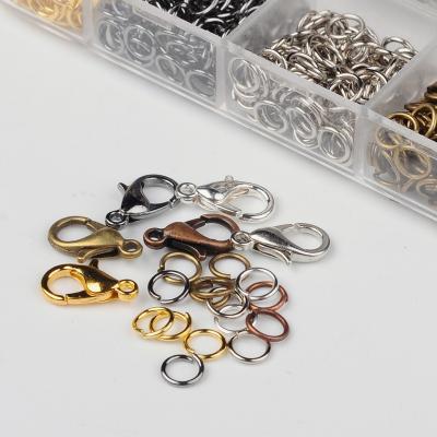 China BOHEMIA 6 Colors Jewelry Finding Kits With 12mm Jump Rings 5mm Open Lobster Claw Clasp For DIY Bracelet Necklace Jewelry Making for sale