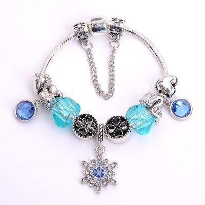 China Simple Blue Water Drop Series DIY Colored Bracelet Glass Beaded Snowflake Pendant Bracelet for Men and Women for sale