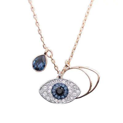 China Crystal Eye Pendant Necklace Fashion Simple Ladies Jewelry Head Necklace for sale