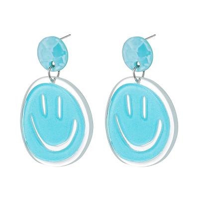 China Office/Korean Acrylic Earrings Smiley Face Earrings Career Jelly Color New Around Geometric Earrings Women for sale