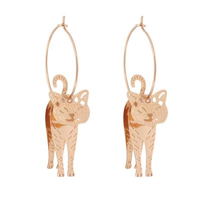 China New Religious Simple Cavity Small Cat Earrings Jewelry Personality Creative Earring Animal Earrings for sale