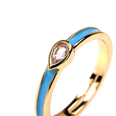 China Romantic Personalized Drop Form Ring Simple Zircon Drop Oil Ring Index Finger Ring Female design for sale