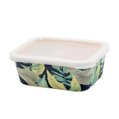 China Freshness Preservation Fiber + PP Bamboo Pet Food Storage Box Container Set With Lid For Kitchen Use for sale