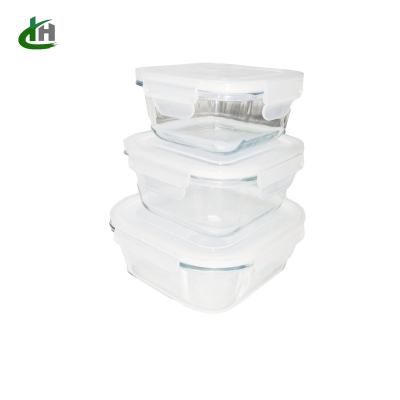 China Multi Layer Sustainable Glass Tiffin Lunch Box Bento Lunch Box School Office Square Lunch Box Manufacturer for sale