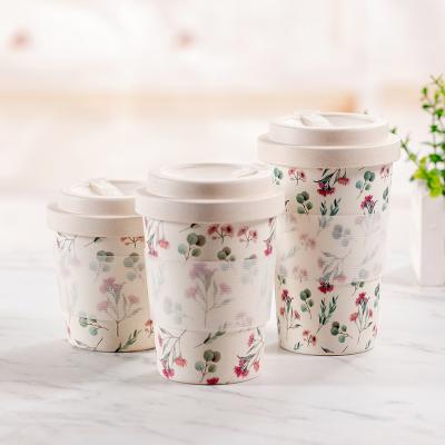 China Factory supply sustainable bamboo fiber + silicone eco portable travel mug with lid for sale