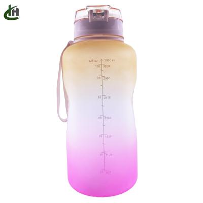 China Amazon Hot Style 3.8L High Capacity Stocked Plastic Bottle With Time Scale Water Fitness Bottle for sale