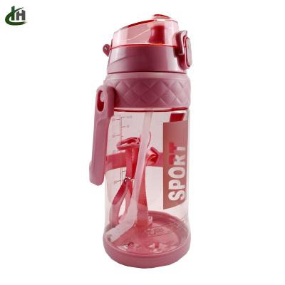 China Large Capacity Water Cup Straw Stocked Portable Cup, Plastic Outdoor Water Bottle With Drop Proof And Leak Proof Strap for sale