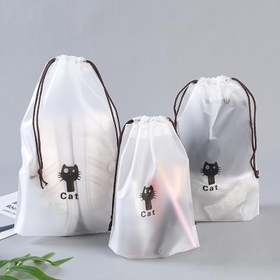 China Small Jewelry Bag Plastic Packaging Pouch Cosmetics Waterproof Customized Transparent Drawstring Bag With String for sale