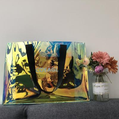 China Luxury Reused Materials Beach Bag Women Personalized Custom Tote Bag Laser PVC Holographic Transparent Shopping Bag Fashion Bag for sale