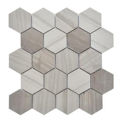 China Gray Natural Stone Parquet Hexagon Slabs For Kitchen Backsplash for sale